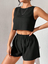 Women's Sleeveless Textured Top And Shorts Set